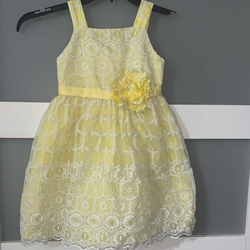 Rare Editions Yellow Lace Kids Dress